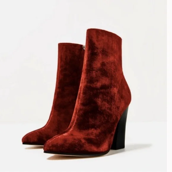 Zara velvet booties,Size 8, EU 39 - Picture 3 of 6